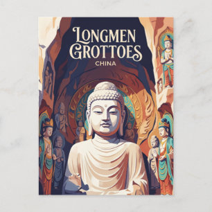 Cartão Postal Longmen Grottoes Gruta Fengxian Interior China