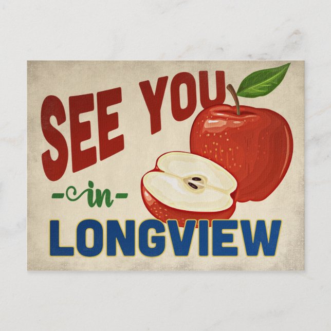 Cartão Postal Longview Texas Apple - Viagens vintage (Frente)