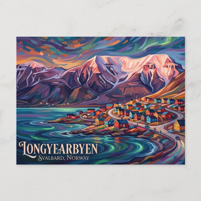 Cartão Postal Longyearbyen, Svalbard Noruega (Frente)