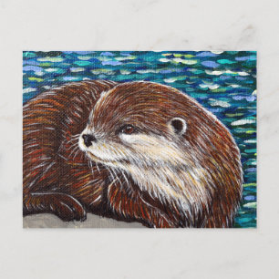 Cartão Postal Lontra em uma pintura de rocha