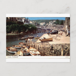 Cartão Postal Looe Cornwall Porto Antigo Barcos Vista