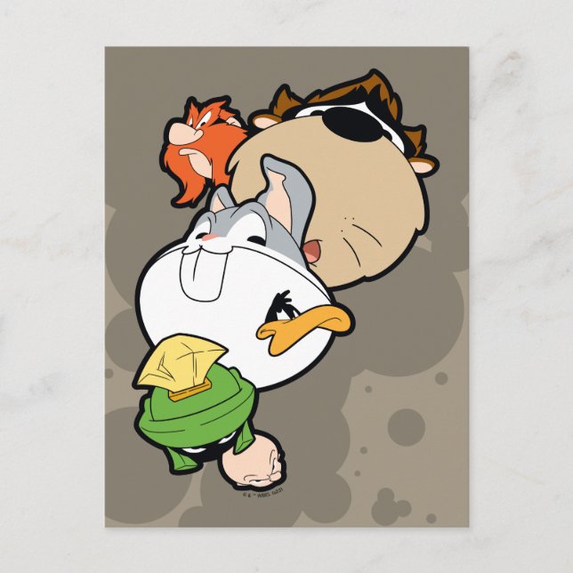 Cartão Postal LOONEY TUNES™ Estilizou Cabeças Grandes (Frente)