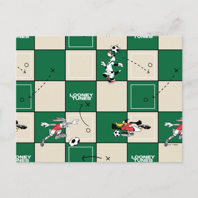 Cartão Postal LOONEY TUNES™ Soccer Grid Pattern (Frente)
