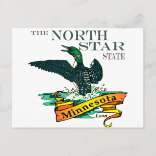 Cartão Postal Loons do Estado do Minnesota North Star