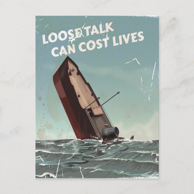 Cartão Postal Loose Talk Cost Lives WW2 Poster (Frente)