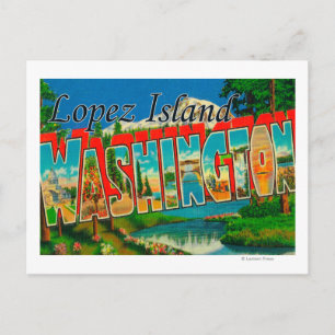 Cartão Postal Lopez Island, Washington - Cenas com Letras Grande