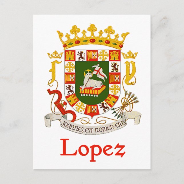 Cartão Postal Lopez Shield of Puerto Rico (Frente)
