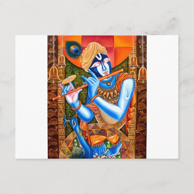 CARTÃO POSTAL LORD KRISHNA INDIAN ABSTRATO (Frente)