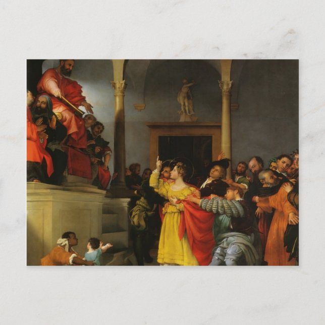 Cartão Postal Lorenzo Lotto- Ruas, Lucia diante dos juízes (Frente)