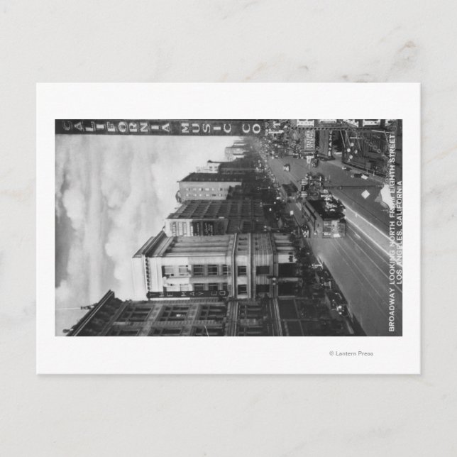 Cartão Postal Los Angeles, CA View of Broadway Looking North (Frente)