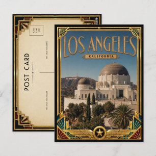 Cartão Postal Los Angeles Califórnia Arte Deco Vintage Era de Ou