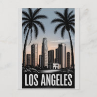 Los Angeles Califórnia Xilogravura Preto e Branco