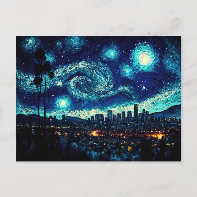 Cartão Postal Los Angeles, estilo da noite estelar de Van Gogh (Frente)