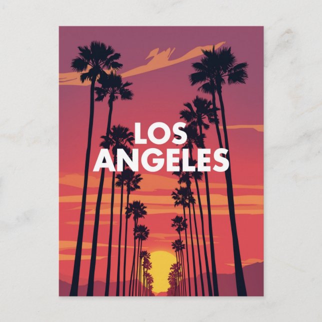 Cartão Postal Los Angeles Palm Tree Sunset Graphic (Frente)