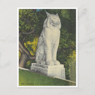 Cartão Postal Los Gatos California Vintage Sleeping Cat Estátua