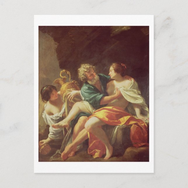 Cartão Postal Lot e suas filhas, c.1630 (óleo na canvas) (Frente)