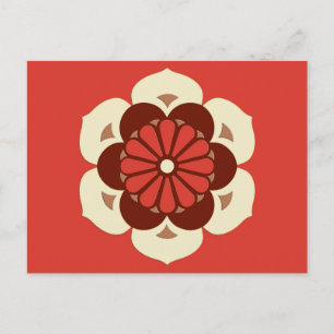 Cartão Postal Lotus Flower Mandala, Mandarin Orange