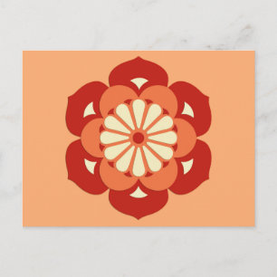 Cartão Postal Lotus Flower Mandala, Pastel Orange e Mandarin