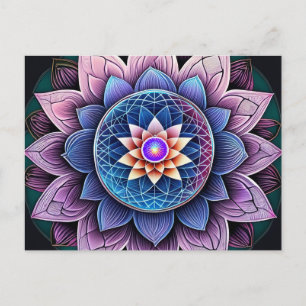 Cartão Postal Lotus Flower Sagrada Geometria Garganta Chakra Rei