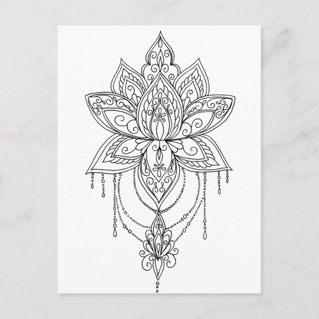Cartão Postal Lotus Mandala Colore Sua (Frente)