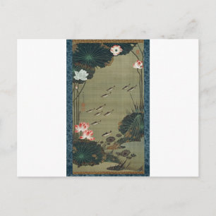 Cartão Postal Lotus Pond e Fish por Ito Jakuchu