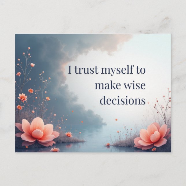 Cartão Postal Lotus Reflection Affirmation Empower Inner Wisdom (Frente)