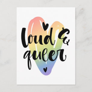 Cartão Postal Loud & Queer   Coração Aquarela