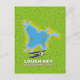 Cartão Postal Lough Key County Roscommon, mapa da Irlanda