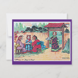 Cartão Postal Louis Wain, Arte de Gato com Quimono Japonês Postc