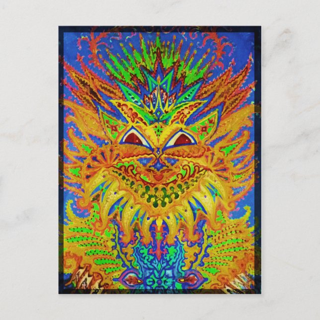 Cartão Postal Louis Wain - Blue Paisley Cat (Frente)