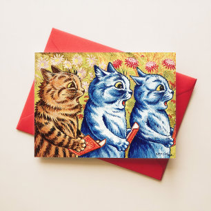 Cartão Postal Louis Wain Cantando Gatos Poster vintage Whimsical