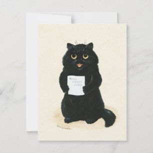 Cartão Postal Louis Wain Casa Doce Gato Negro Gato Engraçado