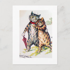 Cartão Postal Louis Wain, Casal Adorável De Gato, Arte