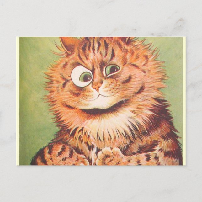 Cartão Postal Louis Wain Cat Librarian (Frente)