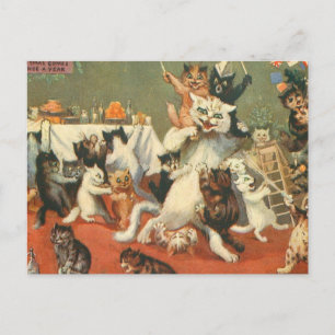 Cartão Postal Louis Wain Felry Natal