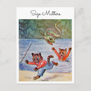 Cartão Postal Louis Wain Gato Macho Divertido Pescando O Tamanho