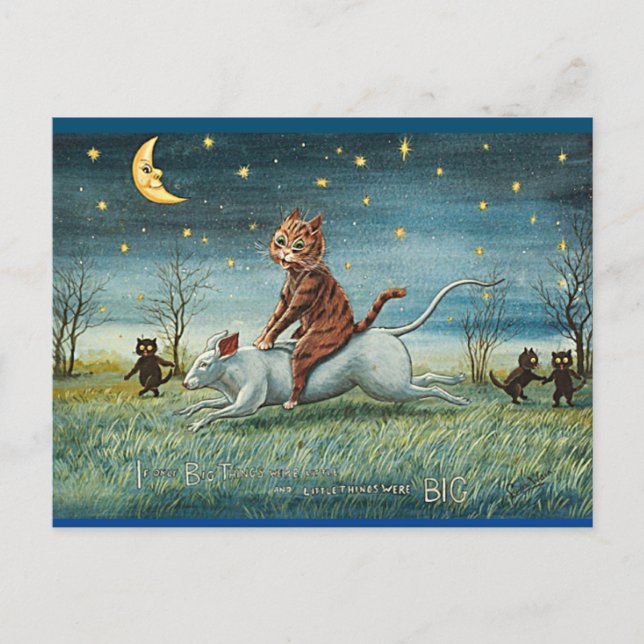 Cartão Postal Louis Wain, If Big Things, Cat Art Postcard (Frente)