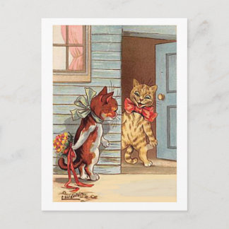 Cartão Postal Louis Wain, Valentine Bouquet Cat,