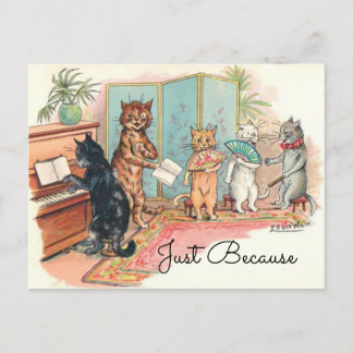 Cartão Postal Louis Wain Victorian Cats Parlor Music circa 1903