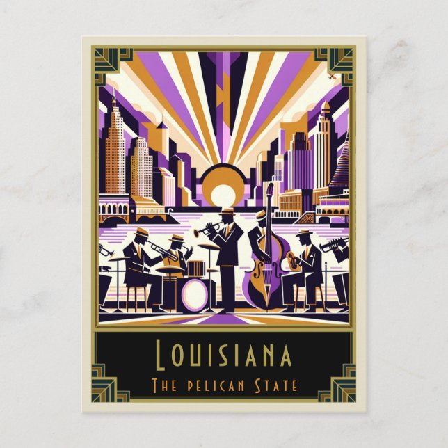 Cartão Postal Louisiana | Art Deco (Frente)