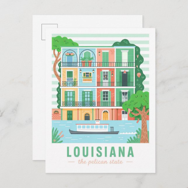 Cartão Postal Louisiana, Viagem de Verão do Estado Pelicano dos  (Frente/Verso)