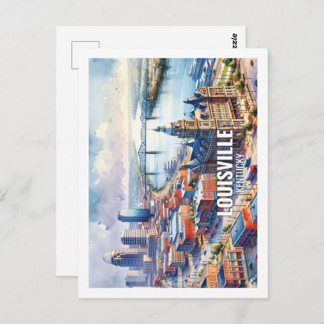 Cartão Postal Louisville Kentucky Famous Viagem watercolor (Frente/Verso)