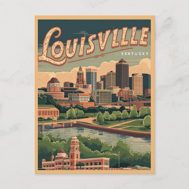 Cartão Postal Louisville Kentucky Vintage, Viagem (Frente)