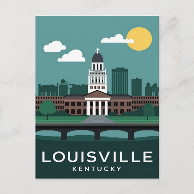 Cartão Postal Louisville Kentucky Vintage, Viagem (Frente)