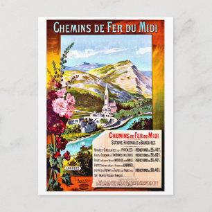 Cartão Postal Lourdes, França, viagens vintage
