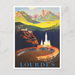 Cartão Postal Lourdes France viagens vintage