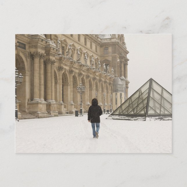 Cartão Postal Louvre debaixo da neve (Frente)
