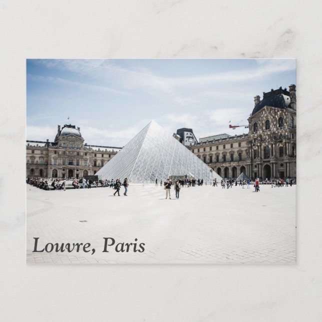 Cartão Postal Louvre em Paris de inverno branco (Frente)