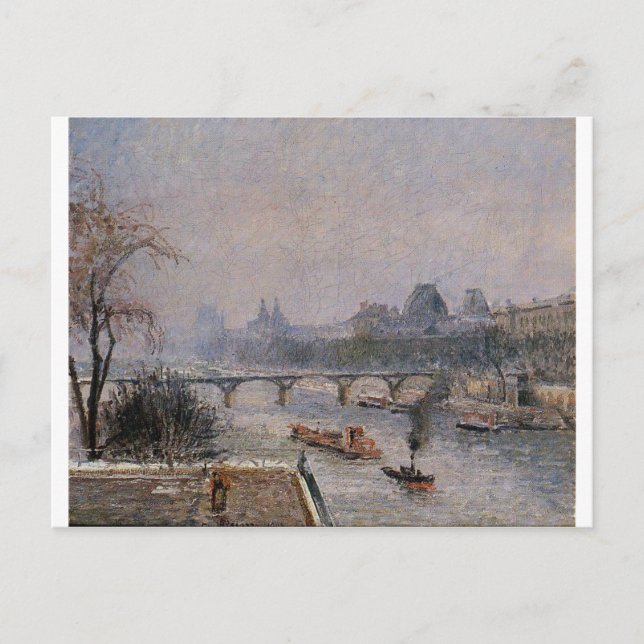 Cartão Postal Louvre, Manhã, Efeito Neve Camille Pissarro (Frente)