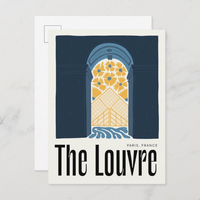 Cartão Postal Louvre Paris França abstrato viagem de arte floral (Frente/Verso)